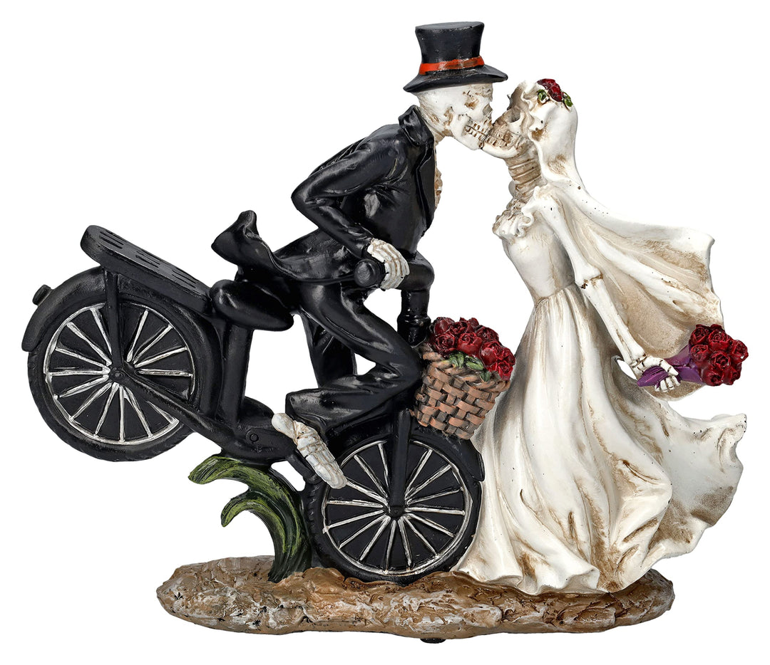 Pacific Giftware Skelett Figuren Brautpaar küssend auf Fahrrad | Lustiges Hochzeitspaar Hochzeit Dek