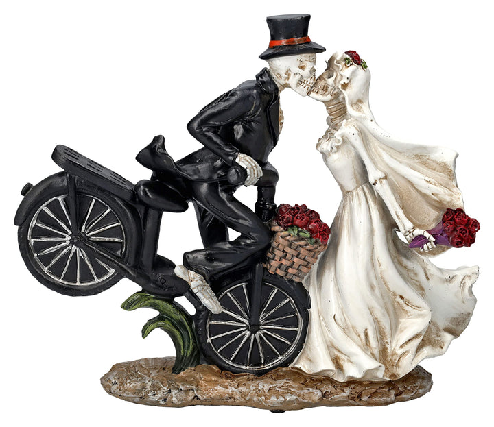 Pacific Giftware Skelett Figuren Brautpaar küssend auf Fahrrad | Lustiges Hochzeitspaar Hochzeit Dek