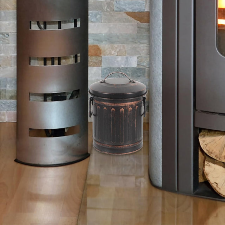 HOMSFOU Kamin Ascheeimer Mit Deckel Metall Kohleeimer Für Kamin Ofen Und Grill Kompakter Feuerfester