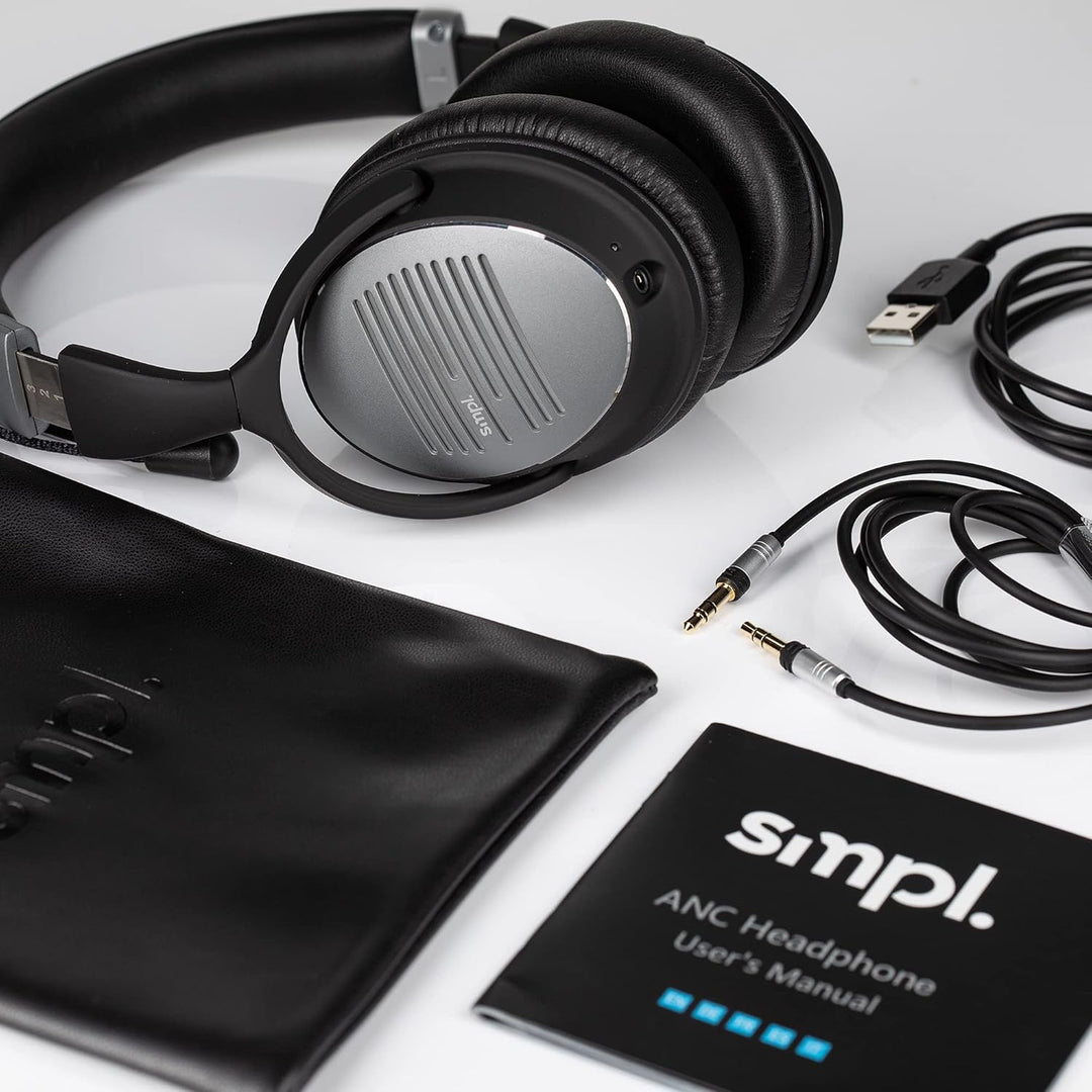 Smpl Noise Cancelling Kopfhörer - Bluetooth-Over-Ear-Kopfhörer, mit Mikrofon zum Anrufen, 16-Stunden