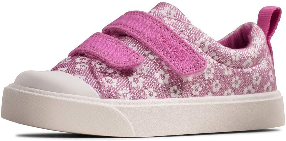 Clarks Mädchen City Bright T Sneaker Niedrig, Pink Canvas