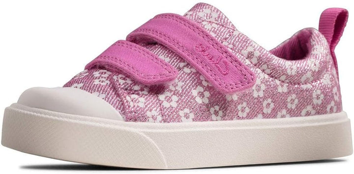 Clarks Mädchen City Bright T Sneaker Niedrig, Pink Canvas