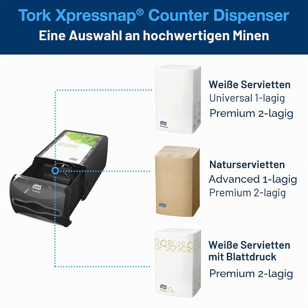 Tork 272511 Xpressnap Thekenspender für N4 Spenderservietten / Serviettenspender in Schwarz, Schwarz