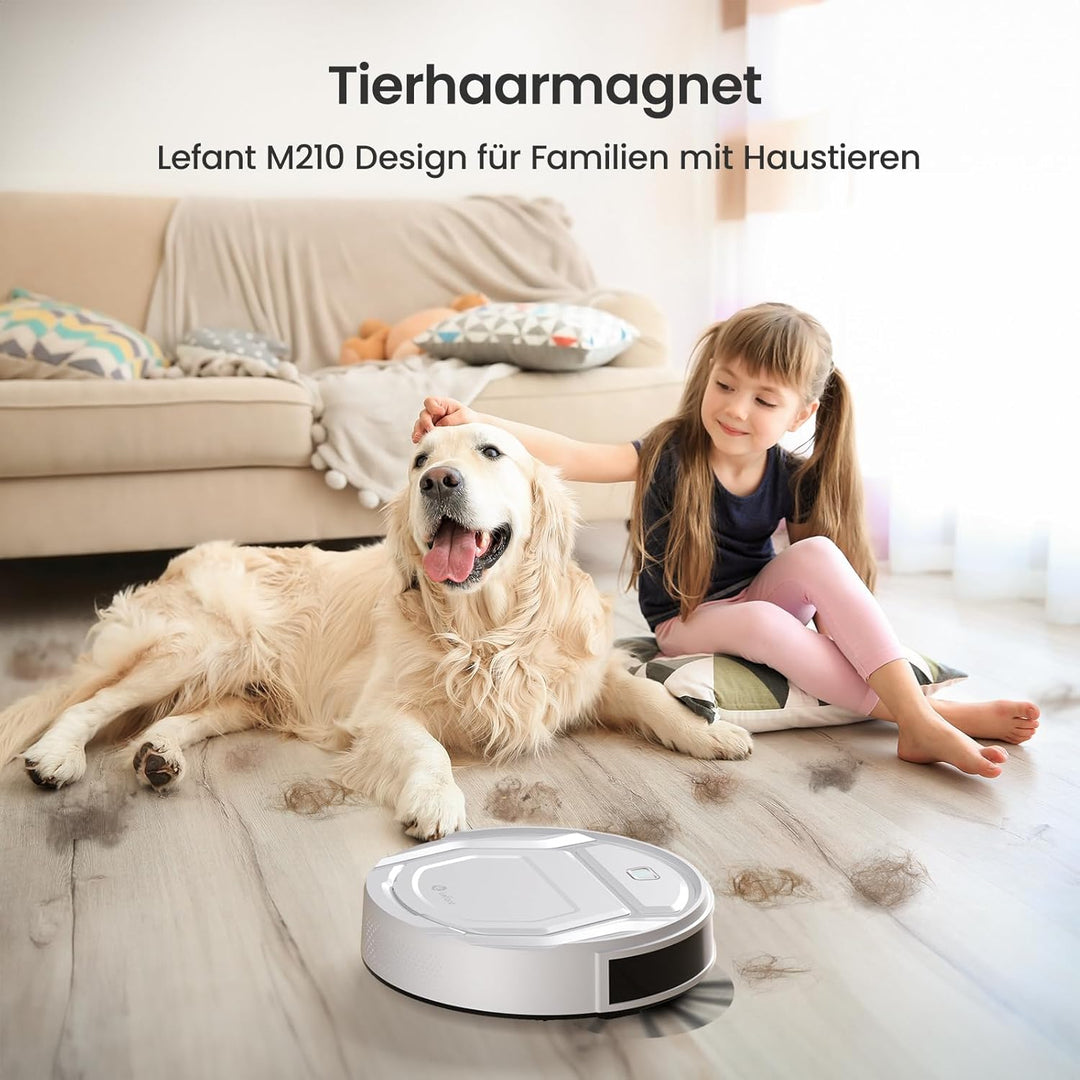 LEFANT M210P Saugroboter ohne Wischfunktion, Staubsauger Roboter mit 2200 Pa Saugkraft, 120 Min.Steu