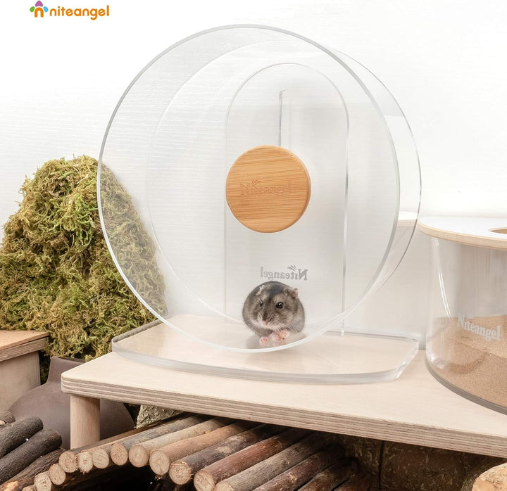 Niteangel Leises Hamsterrad - Geräuscharmes Spinning Acryl Hamsterrad mit Doppel-Lagerung für Hamste