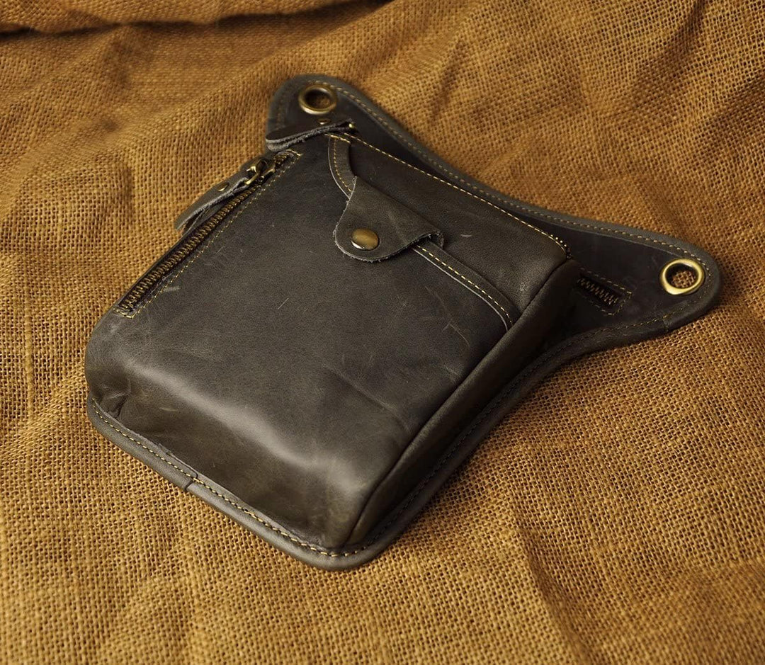 Le'aokuu Herren Echtes Leder Tasche Beinbeutel Beintasche Aussenbeintasche Beinbeuteltasche Reisen H
