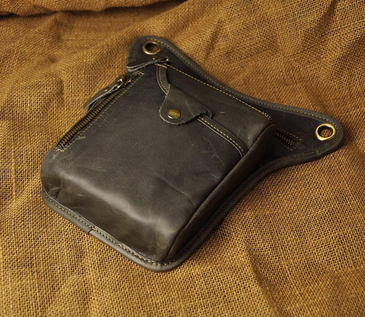 Le'aokuu Herren Echtes Leder Tasche Beinbeutel Beintasche Aussenbeintasche Beinbeuteltasche Reisen H