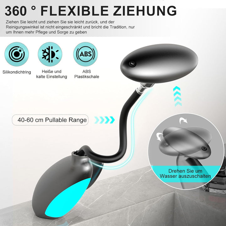 Wasserhahn Bad, 4 modus wasserhahn, Kreativer Waschtischarmatur mit Wasser Temperaturwechselnde Bele