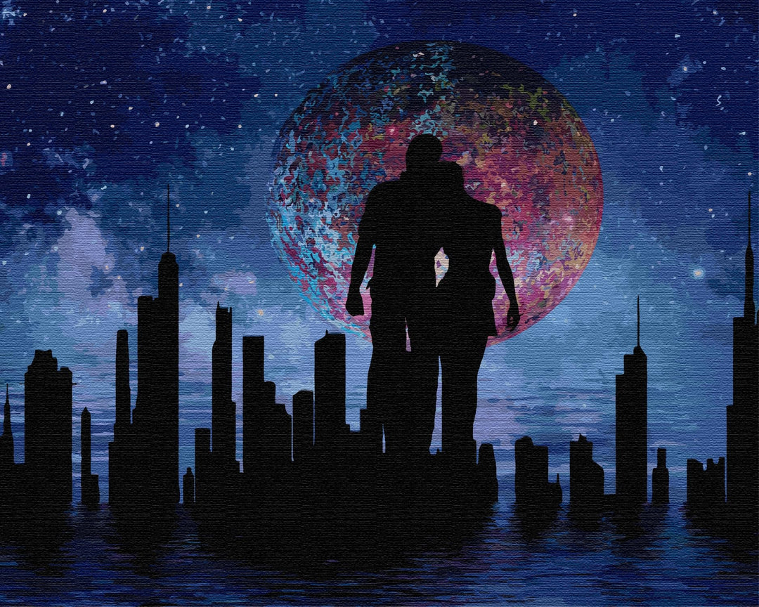 Artnapi Malen nach Zahlen Erwachsene mit Rahmen | DIY Handgemalt | Silhouetten in einer kosmischen S