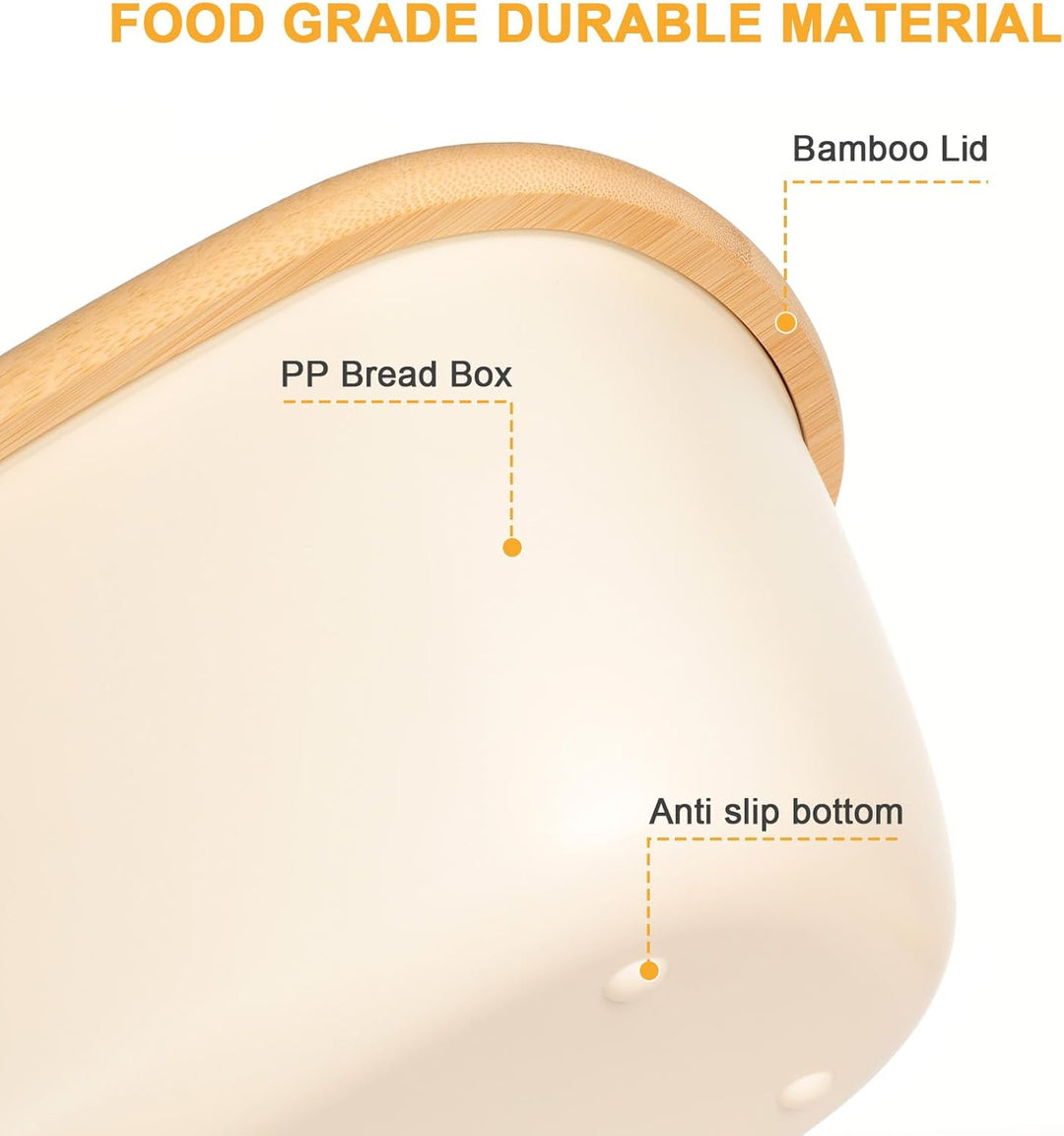Cozary Brotkasten mit Bambusdeckel, 6L Grosser Brotbox mit Leinen Brotbeute, 37x22.5x14cm, Anti-Ruts