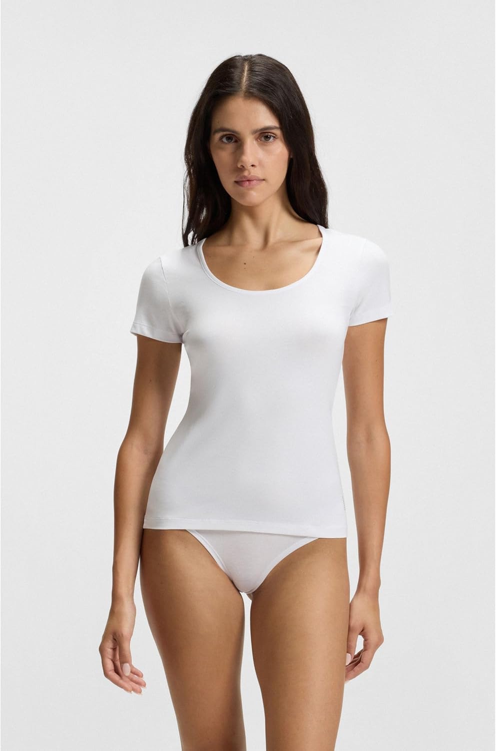 HUGO Damen Twin T-Shirt RN Zweier-Pack T-Shirts aus Stretch-Baumwolle mit Logos XS White100, XS Whit