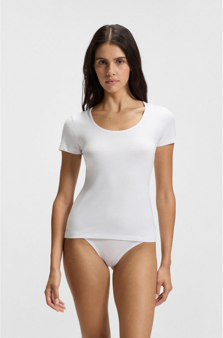 HUGO Damen Twin T-Shirt RN Zweier-Pack T-Shirts aus Stretch-Baumwolle mit Logos XS White100, XS Whit