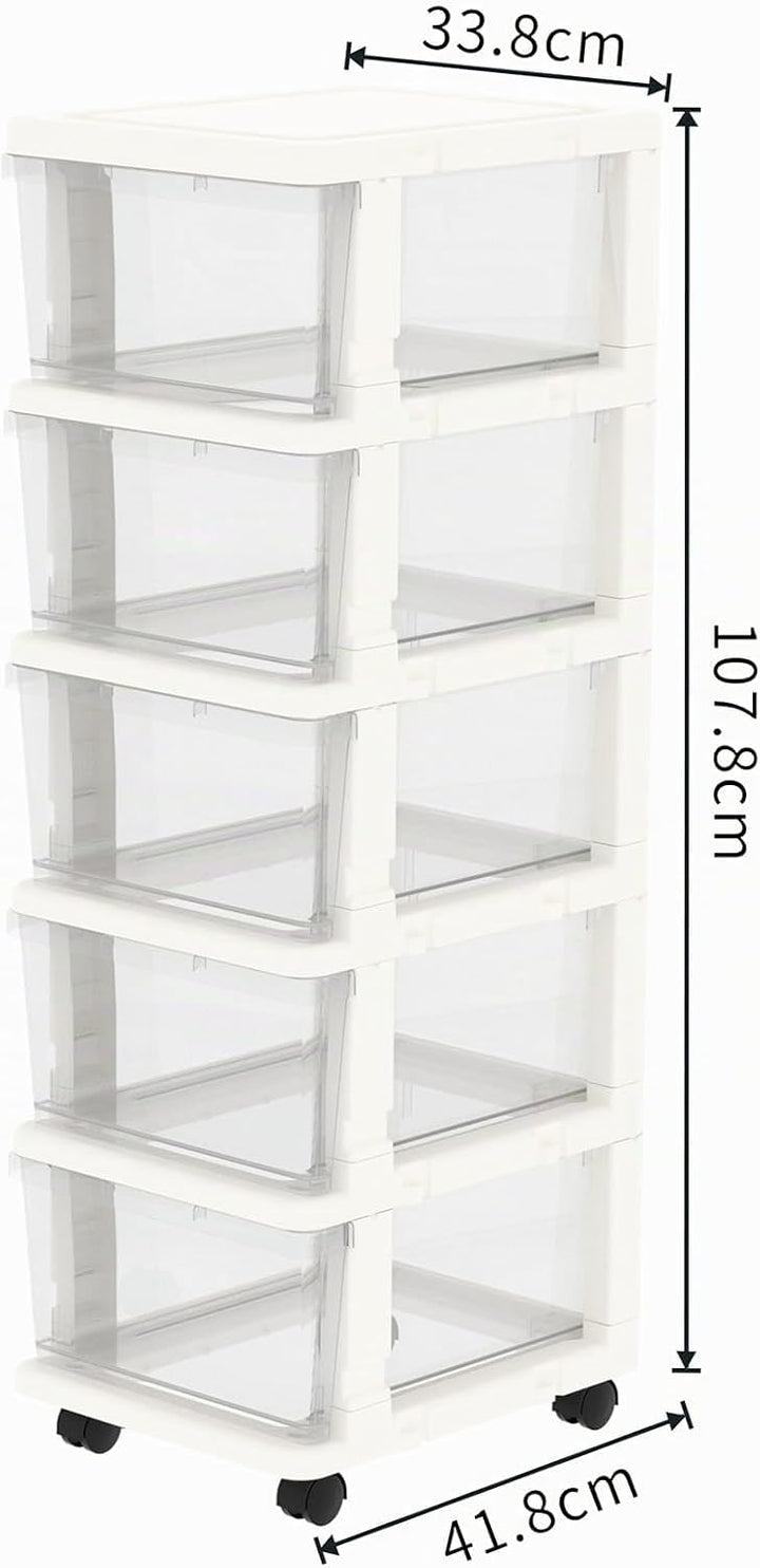 Cetomo Clearview Kunststoff 5 Aufbewahrungsschubladen, Aufbewahrungsschubladenwagen mit 4 Rollen für