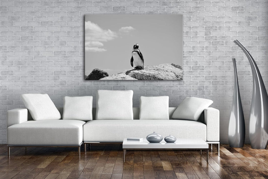 deyoli Zucker süsser Strand Pinguin Effekt: Schwarz/Weiss Format: 80x60 als Leinwandbild, Motiv fert