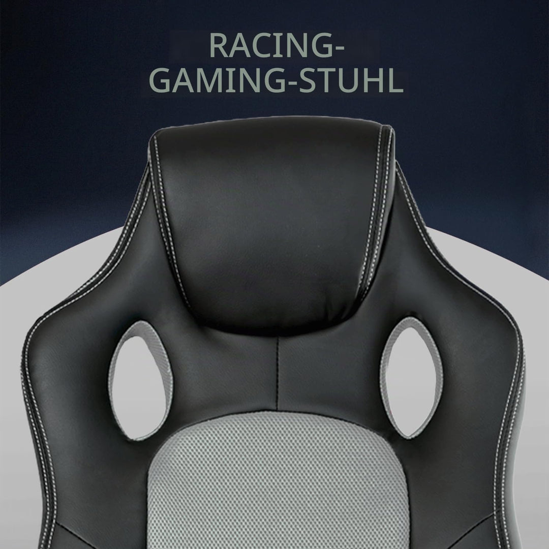 Panorama24 Gamer Stuhl Gaming Schreibtischstuhl Chefsessel Bürostuhl Ergonomisch, Grau, 9 Farbvarian
