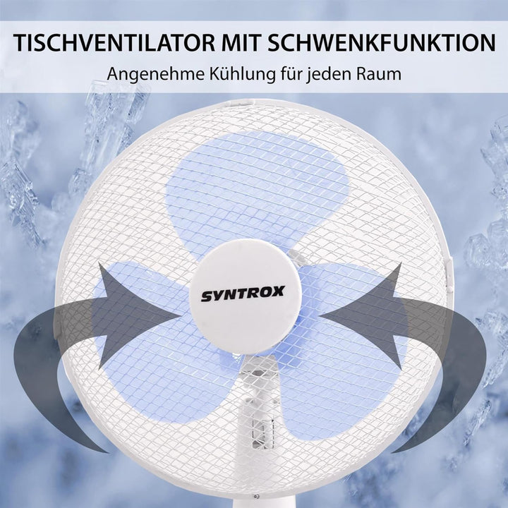 Syntrox Germany Oszillierender Tischventilator Glurixa | Büroventilator | Tischlüfter, einfache Hand