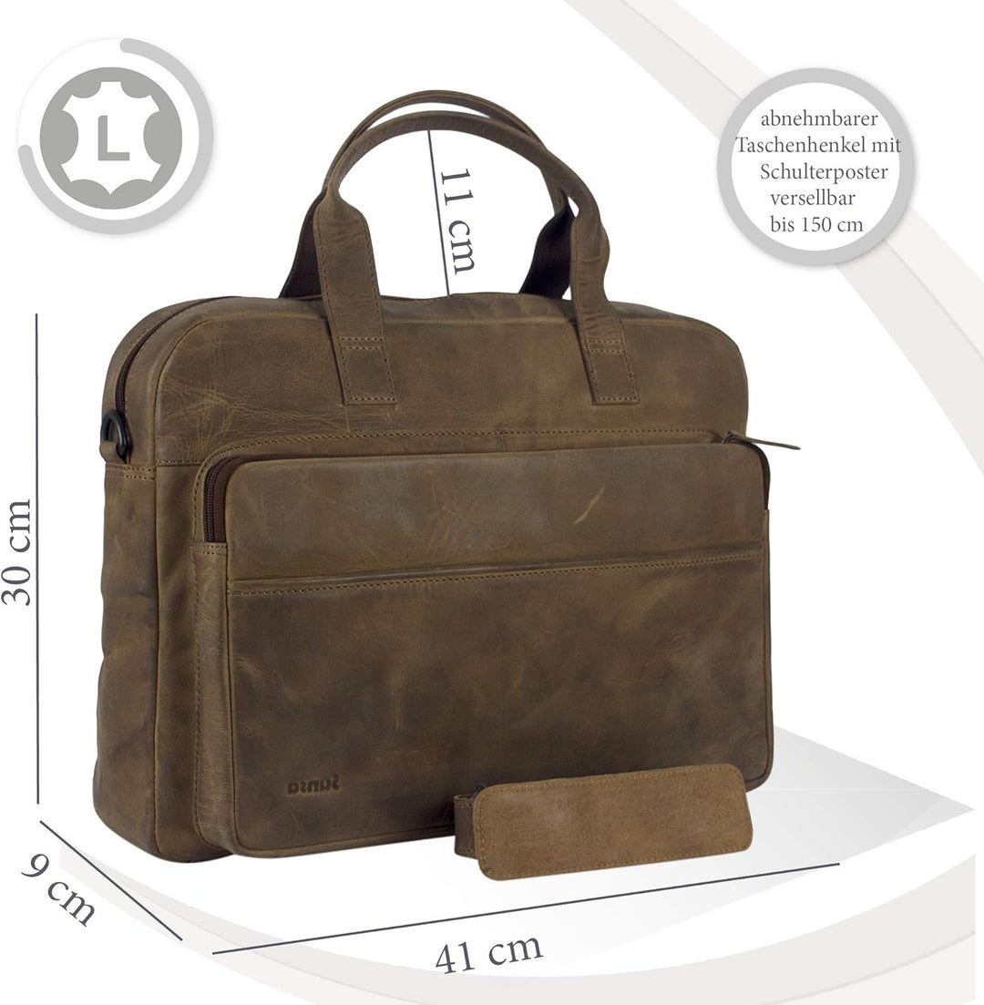 Sunsa Herren Leder 15 Zoll Laptop Tasche. Hell braune Business Aktentasche. Grosse Handtasche. Vinta