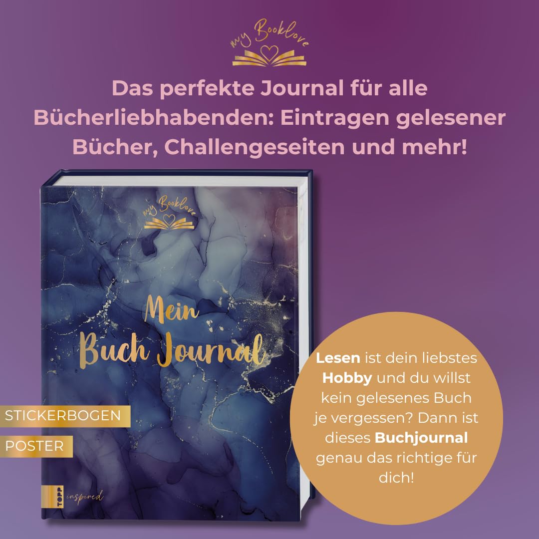 My Booklove: Mein Buch Journal - Dark: Mit Eintrageseiten für Bücher, Buchbingo, Challenges, Buch-St
