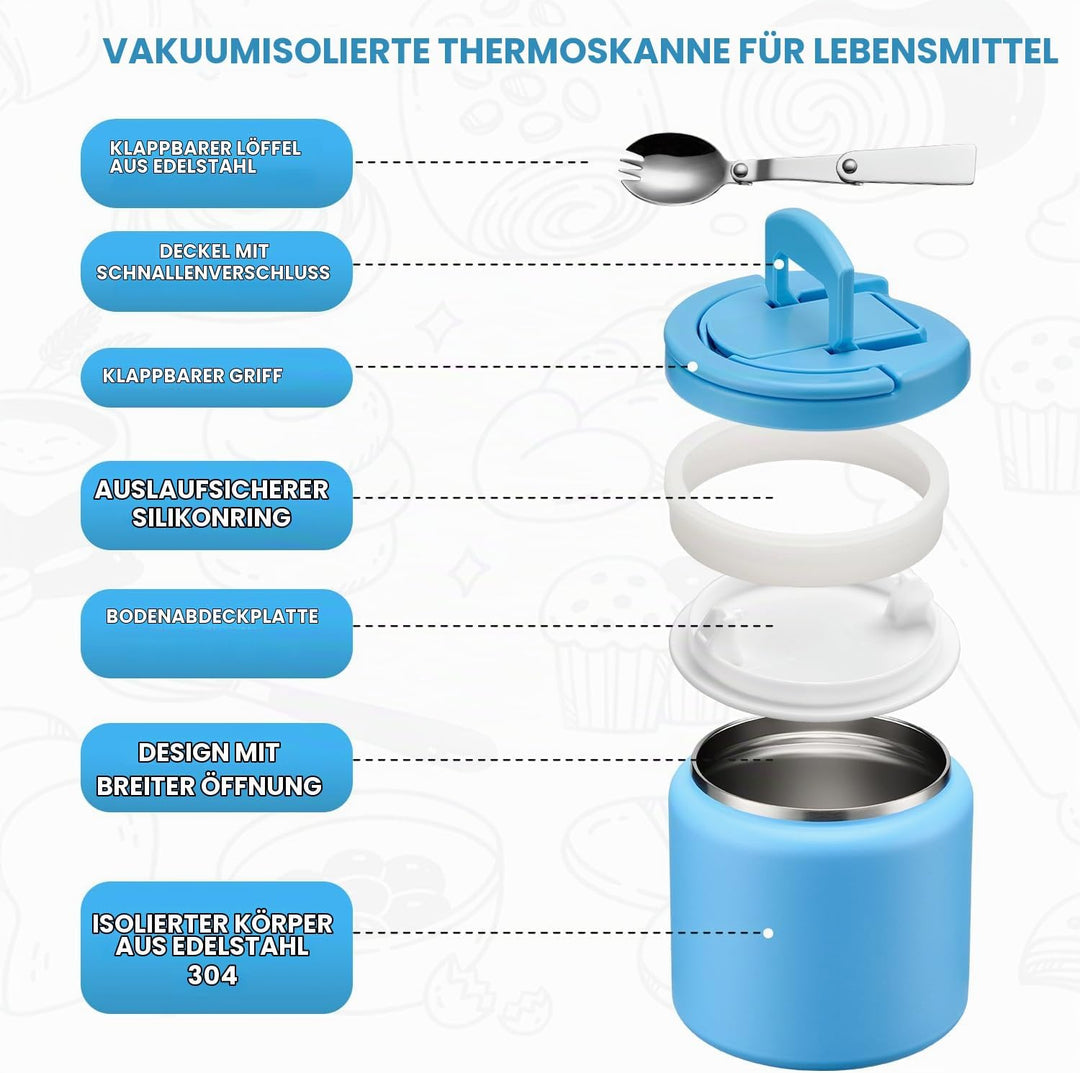 Itslife Thermobehälter für Essen 760ml, Edelstahl Warmhaltebehälter Essen mit Löffel, Thermo Lunchbo