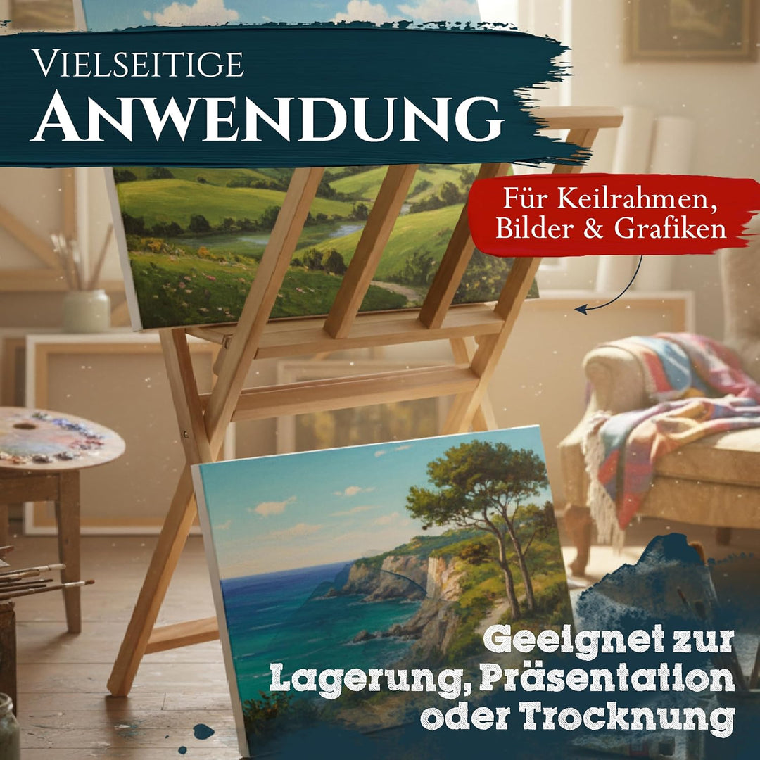 Artina Bilderwippe Bilderständer aus Buchenholz klappbarer Grafik-Ständer 65x48x71 cm – Bilderkrippe