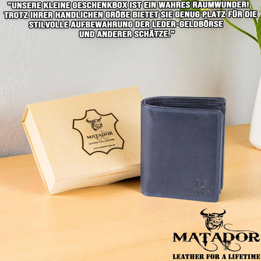 MATADOR Geldtasche Herren Leder #Toronto mit edler Geschenk Box, Elegante RFID Geldbörse, Luxus Port