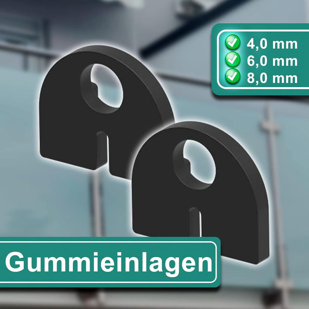 PRIOstahl Glashalter 4 Stück Glasklemmen Klemmhalter Glasplattenhalter 35 x 29 x 18 mm Anschluss: 42