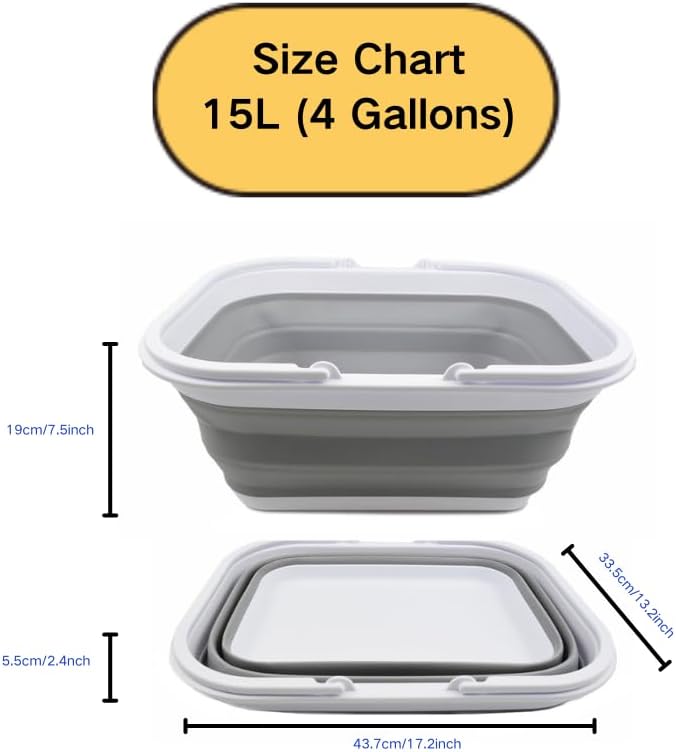 SAMMART 15L Zusammenklappbarer Korb mit Griff - Tragbarer Picknickkorb/Krater für den Aussenbereich