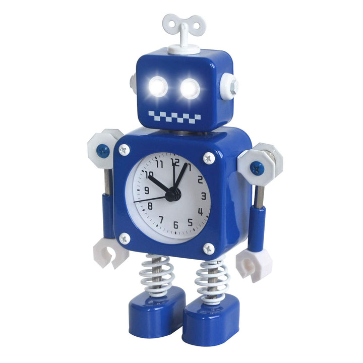 Diskary Roboter Wecker,Nicht tickende Wecker mit blinkenden Augen Lichtern und drehbarem Arm,Geschen