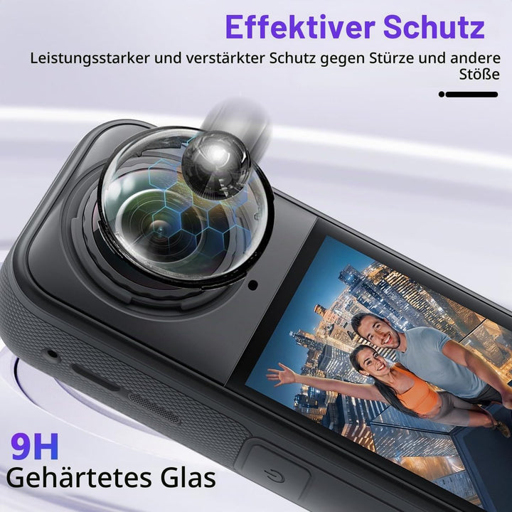 Locofun Kameraschutz für Insta360 X5 für Panzerglas, Premium-Linsenschutz, 2 Stück 3D Drehbar Objekt