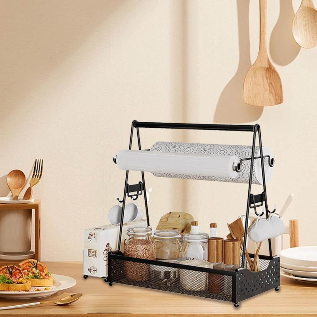 Grill Caddy für Camping,Picknick & Outdoor Edelstahl Campingzubehör Organizer,Schwarz Metall Tassens
