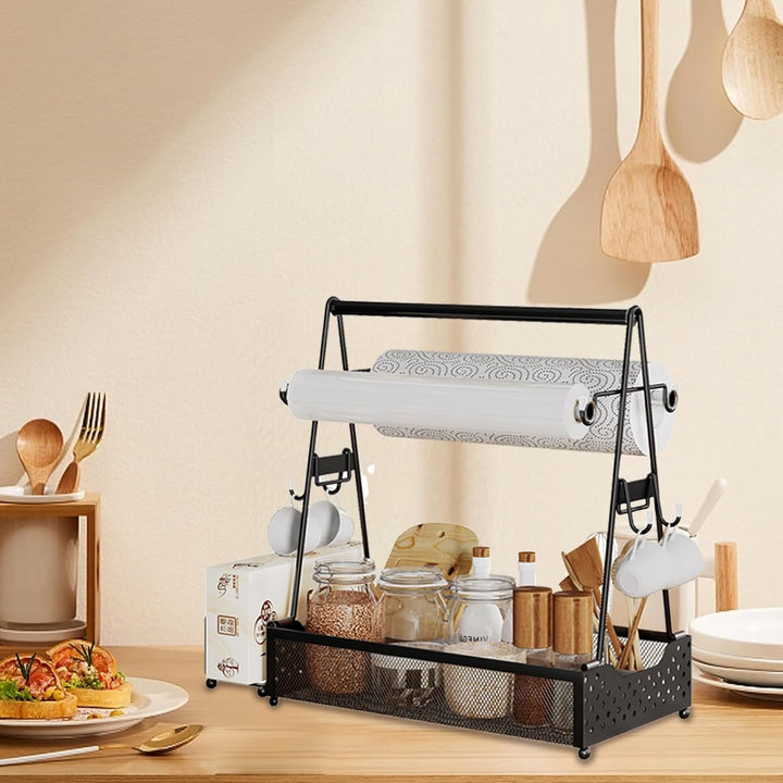 Grill Caddy für Camping,Picknick & Outdoor Edelstahl Campingzubehör Organizer,Schwarz Metall Tassens