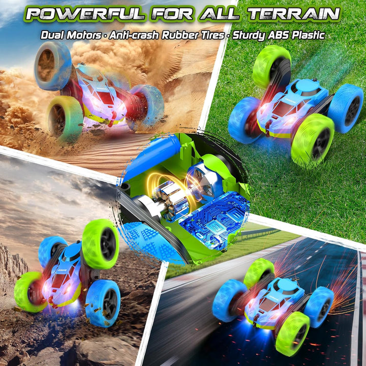 cosone Ferngesteuertes Auto ab 6-12 Jahre 360° Flip RC Car mit LED Licht & USB-C Modular Batteries 4