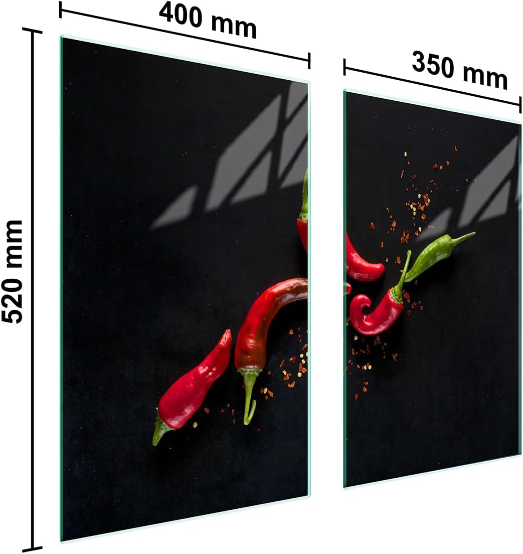 TMK ArtDeko Herdabdeckplatte 2 Teilig 40x52 + 35x52 cm - Spritzschutz Herdabdeckung – Herdschutz aus
