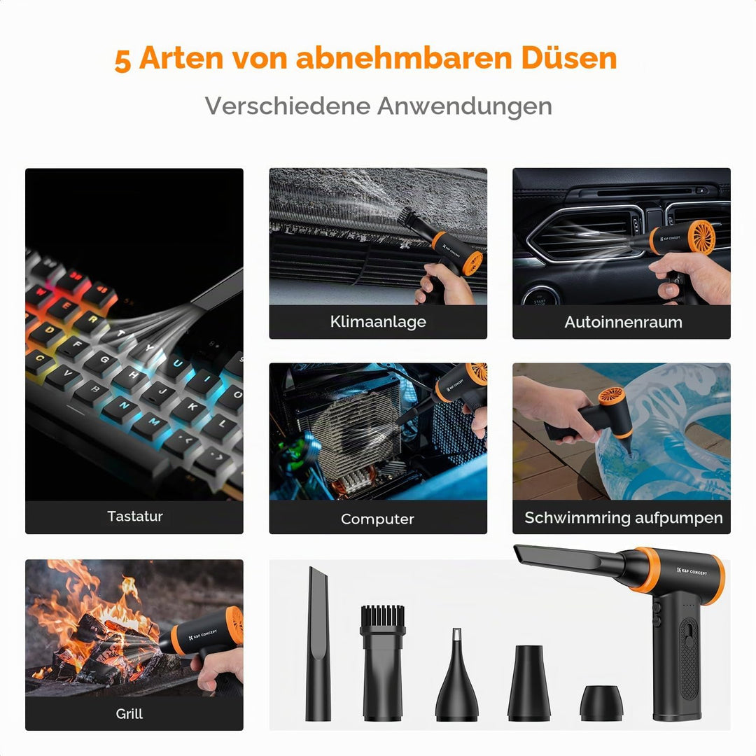 K&amp;F CONCEPT Elektrische Staubgebläse mit LED-Licht, 120000 RPM, 5000mAh Akku, Stufenloses Getriebe,W