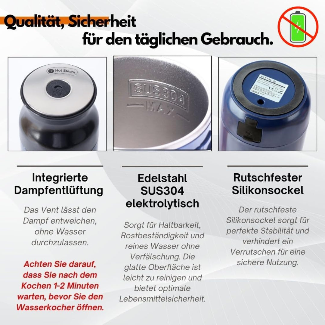 ELTTEK 450ml, Reise Wasserkocher Klein, 12 Temperaturoptionen, Mini-Wasserkocher für Reisen, kleiner