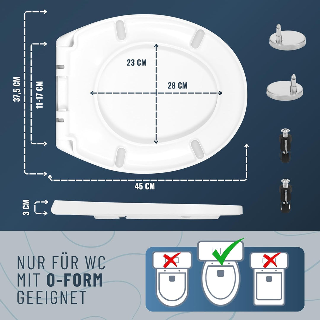 Toilettendeckel mit Absenkautomatik - WC Sitz mit 99,9% Antibakterieller Oberfläche - Toilettensitz