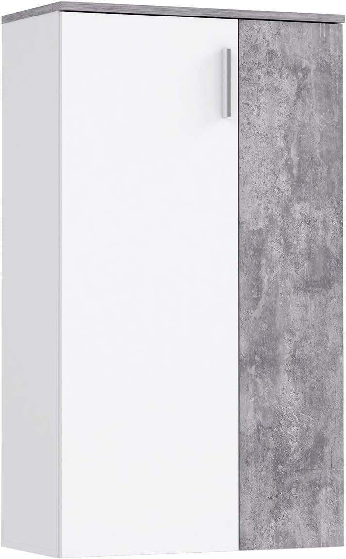 möbelando Schuhschrank Schuhkommode Flurschrank Kommode Anrichte Schrank Gretna I Weiss/Beton Beton/