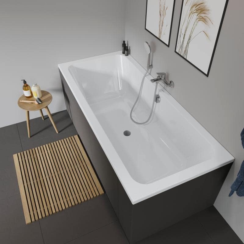 VBChome Badewanne 180x80 cm Duravit Acryl SET – Rechteckige Design-Badewanne inkl. Styroporträger, S