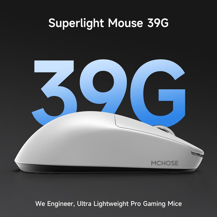 MCHOSE L7 Leichte 39 g Gaming-Maus mit Benutzerdefiniertem 8K-Ultraschnell-Funkempfänger, 26000 DPI,
