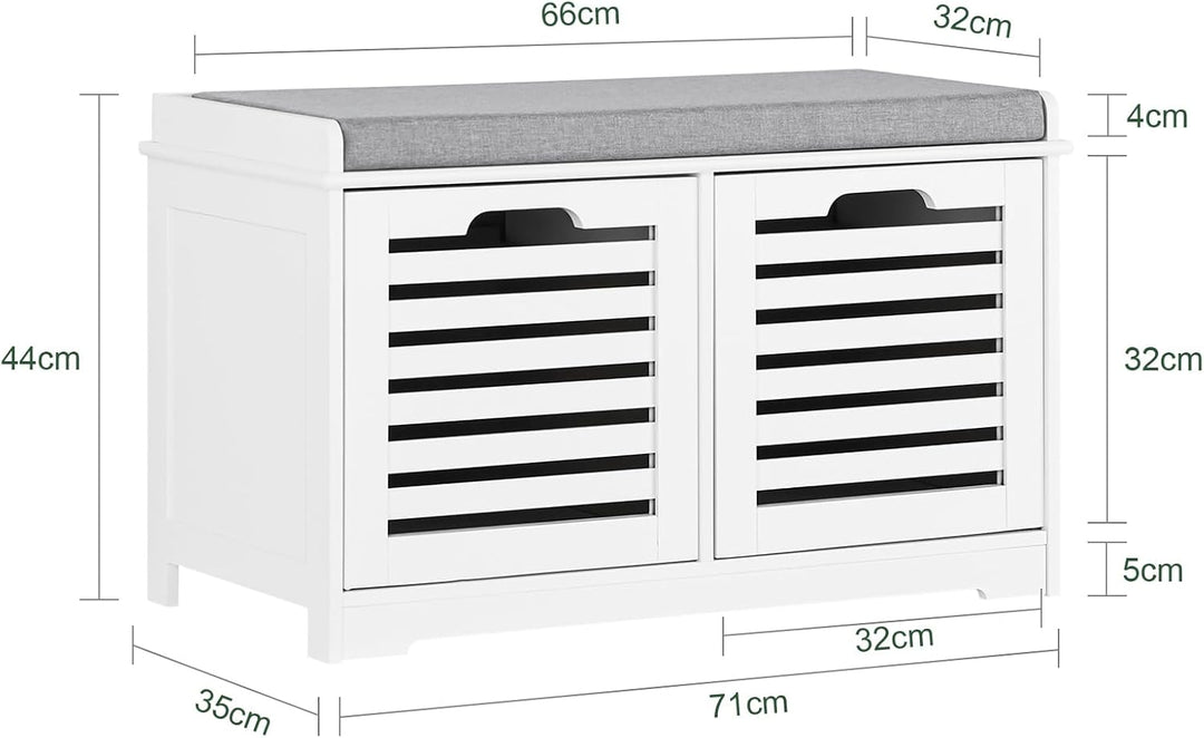 SoBuy FSR23-K-W Moderne Schuhtruhe Sitzkommode mit 2 Körben Sitzbank Schuhschrank mit Sitzkissen Spi