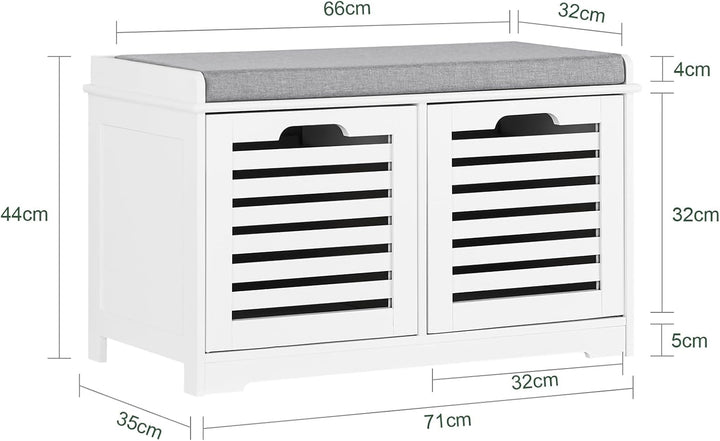 SoBuy FSR23-K-W Moderne Schuhtruhe Sitzkommode mit 2 Körben Sitzbank Schuhschrank mit Sitzkissen Spi