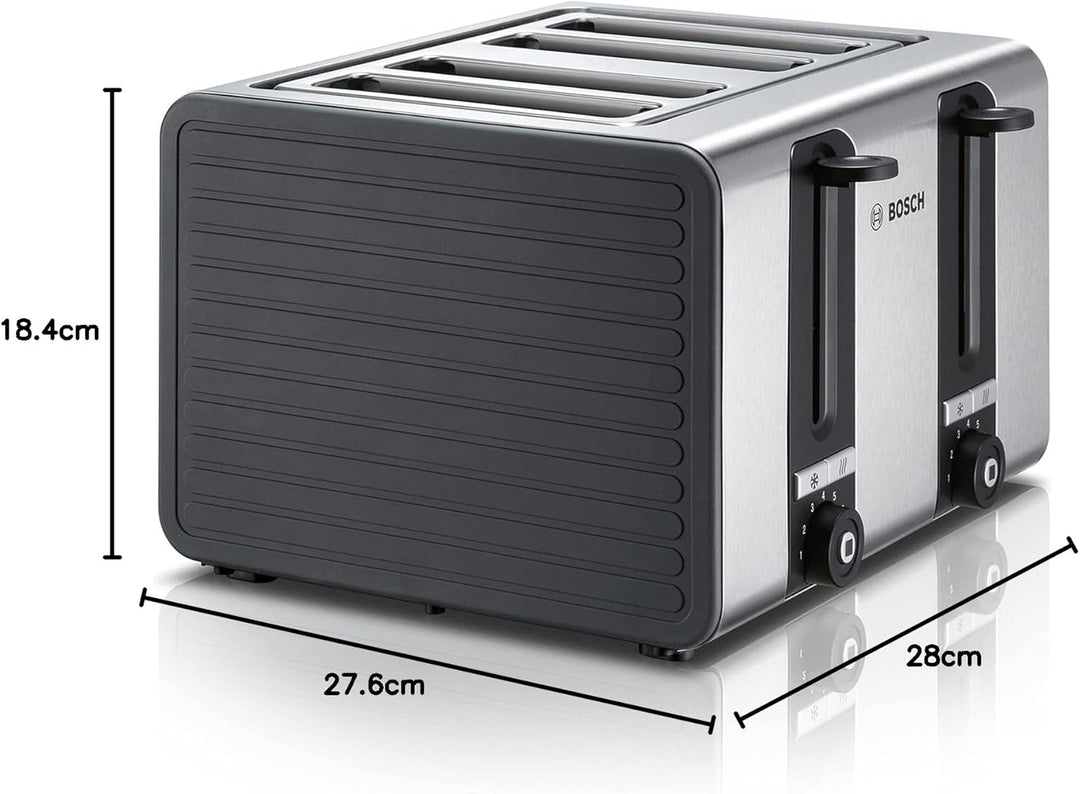 Bosch 4-Schlitz Toaster TAT7S45, mit Abschaltautomatik, mit Auftaufunktion, ideal für 4 Scheiben Toa