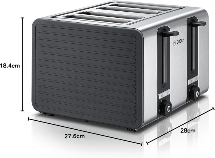 Bosch 4-Schlitz Toaster TAT7S45, mit Abschaltautomatik, mit Auftaufunktion, ideal für 4 Scheiben Toa