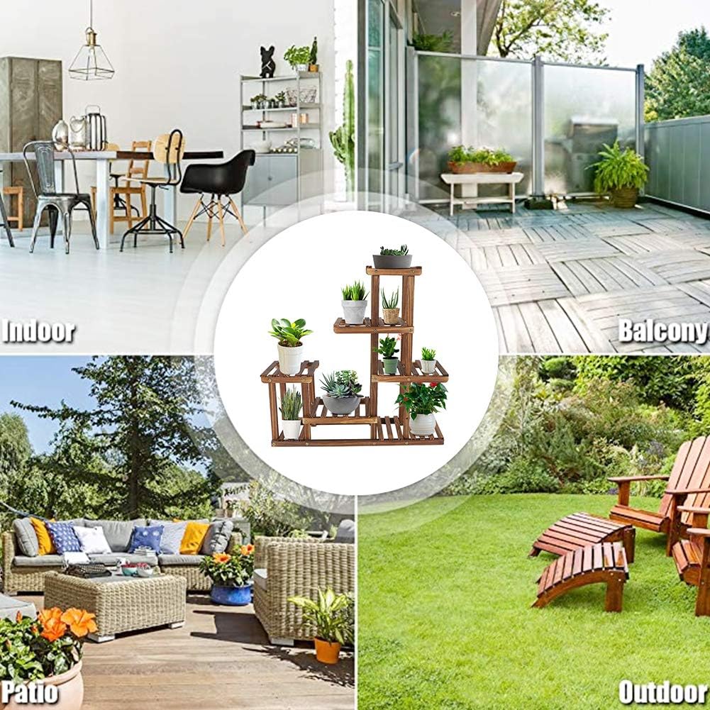 Ejoyous 5-lagiger Holz Blumenständer, mehrschichtiges Blumenregal Pflanzenregal Blumentöpfe Pflanzen