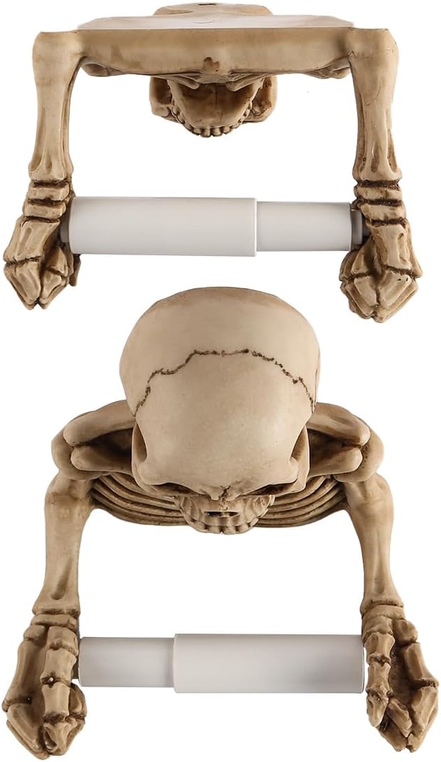 Namvo Skelett-Rollenhalter, Retro-Totenkopf-Toilettenpapierhalter, Harz, moderner wandmontierter Pap