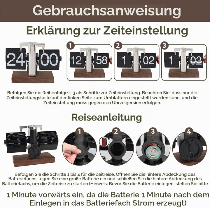Klappuhr, Retro-Digital-Klappuhr, Klapp-Digitaluhr, mechanische Digitale Klapp-Schreibtischuhr, Vint