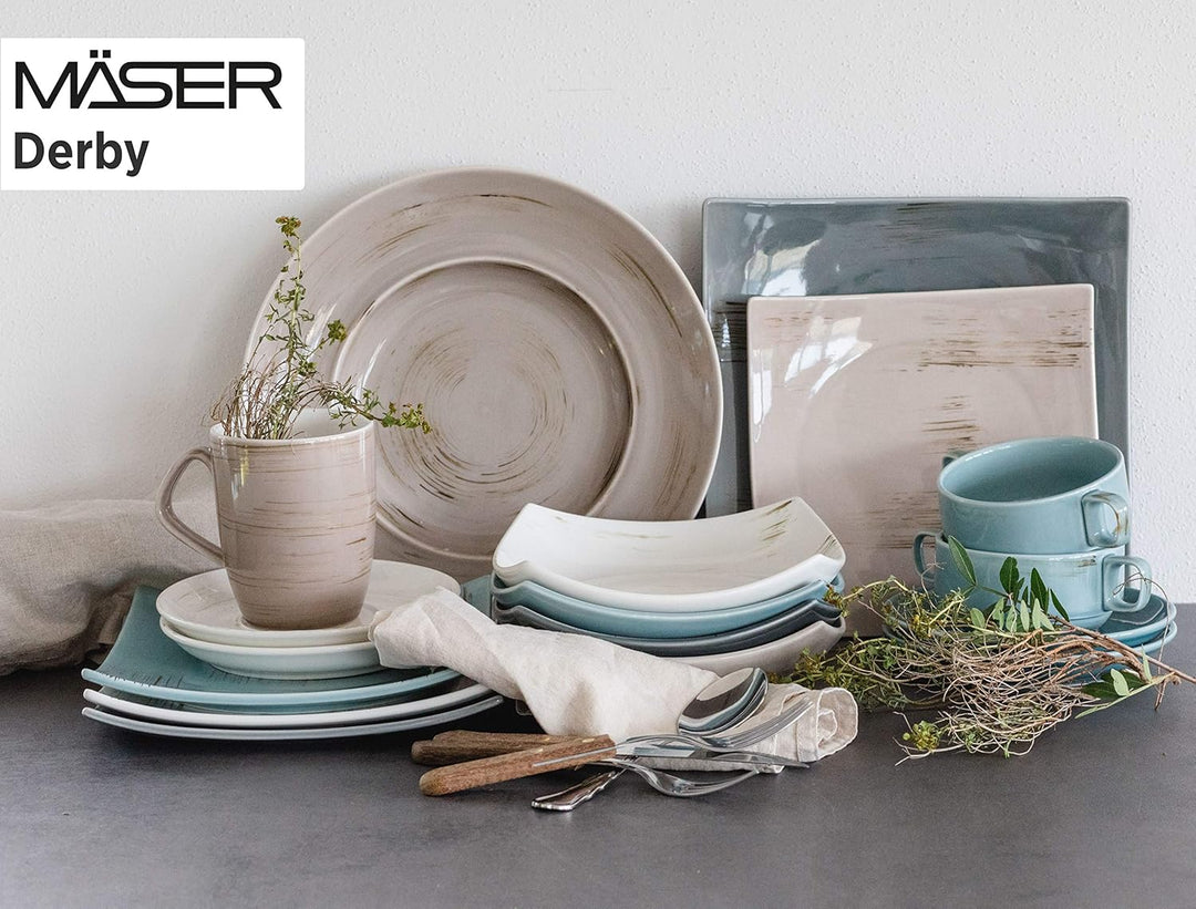 MÄSER 931449 Serie Derby, Premium Pastateller Set für 4 Personen in Gastronomie-Qualität, modernes S