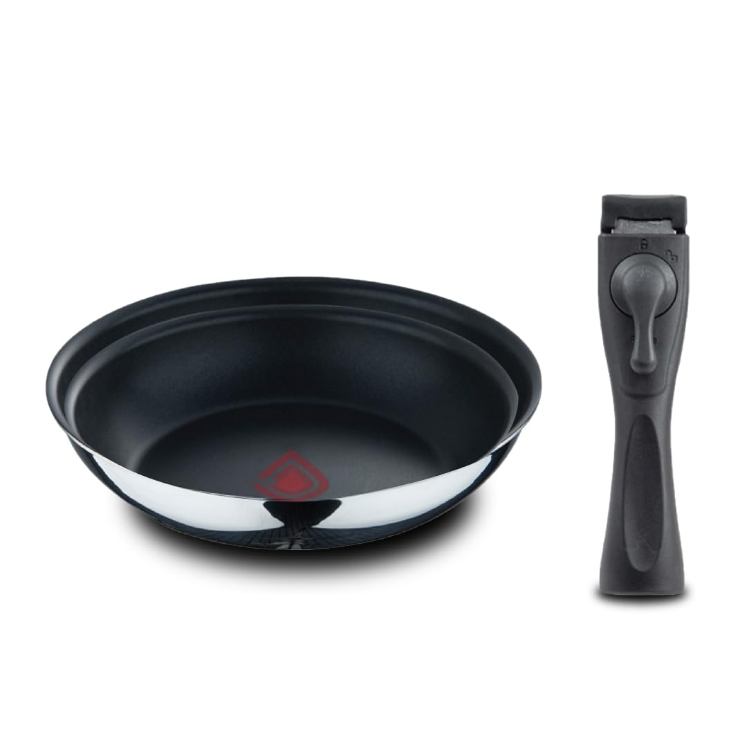 Bergner- Set 3 Stück Bratpfannen (24+26 cm) mit abnehmbarem Griff - Edelstahl - Antihaftbeschichtung