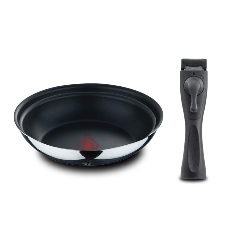 Bergner- Set 3 Stück Bratpfannen (24+26 cm) mit abnehmbarem Griff - Edelstahl - Antihaftbeschichtung