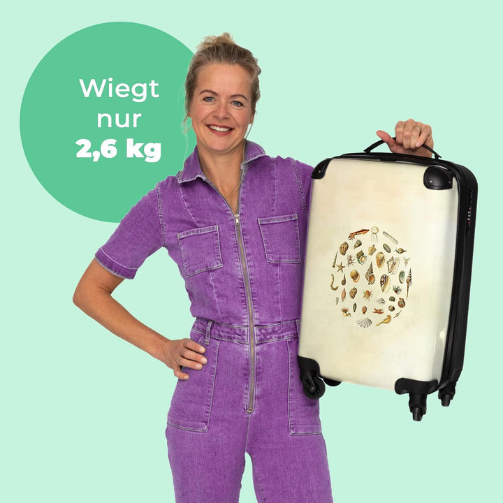 NoBoringSuitcases.com® Koffer Handgepäck Trolley Rollkoffer Kleine Reisekoffer mit 4 Rollen - Vintag